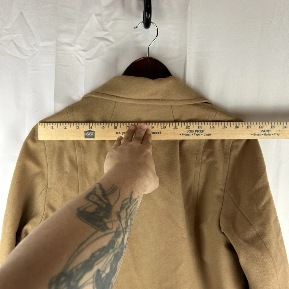 J. CREW‎ Double Breasted Wool Blend Pea Coat Camel Jacket Women's Size Large Y2K - Picture 10 of 13